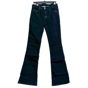 TENGFU NEW Women's Flare Jeans Size 4 Raw Black Stretch Mid-Rise Jeans